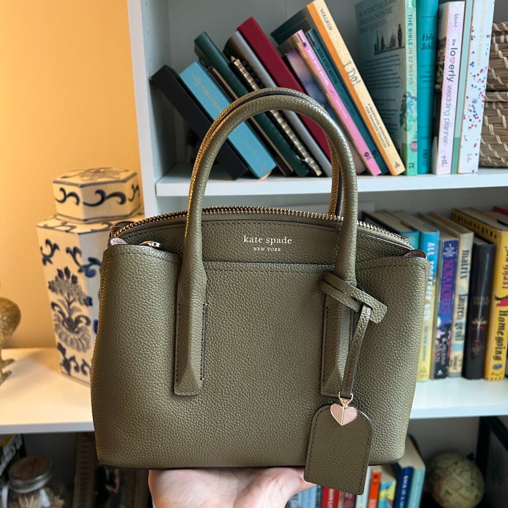 kate spade olive green leather satchel - Picture 2 of 8